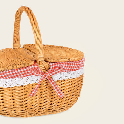 Ancien Panier en Osier<br>à deux Couvercles