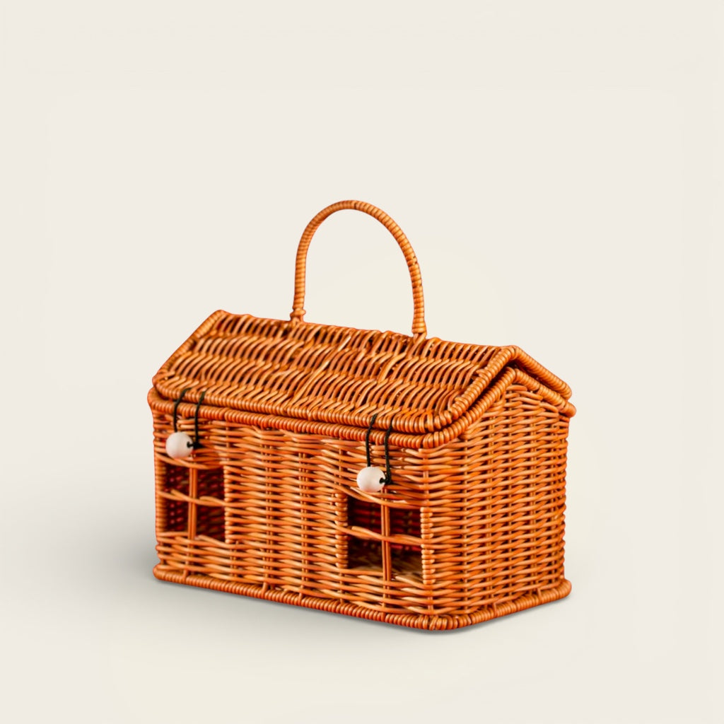 Panier en Osier<br>en Forme de Maison