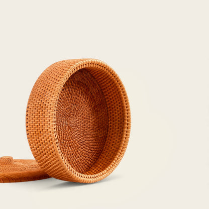 Panier en Osier avec Couvercle<br>de Style Indien