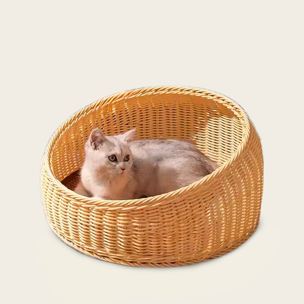 Panier Rond<br>en Osier pour Chat