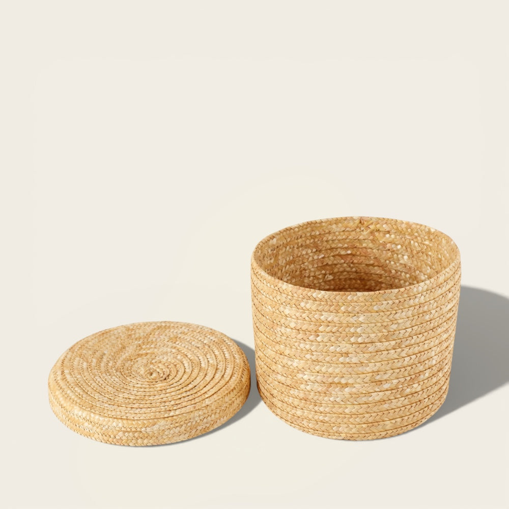 Petit Panier Esprit Osier<br>avec Couvercle