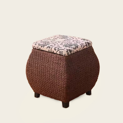 Coffre-Tabouret de Rangement<br>en osier