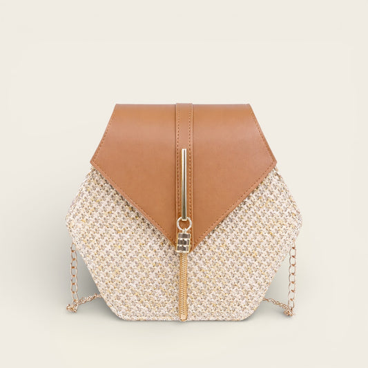 Sac pour Femme<br>en Osier et Cuir