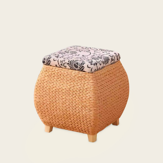 Coffre-Tabouret de Rangement<br>en osier