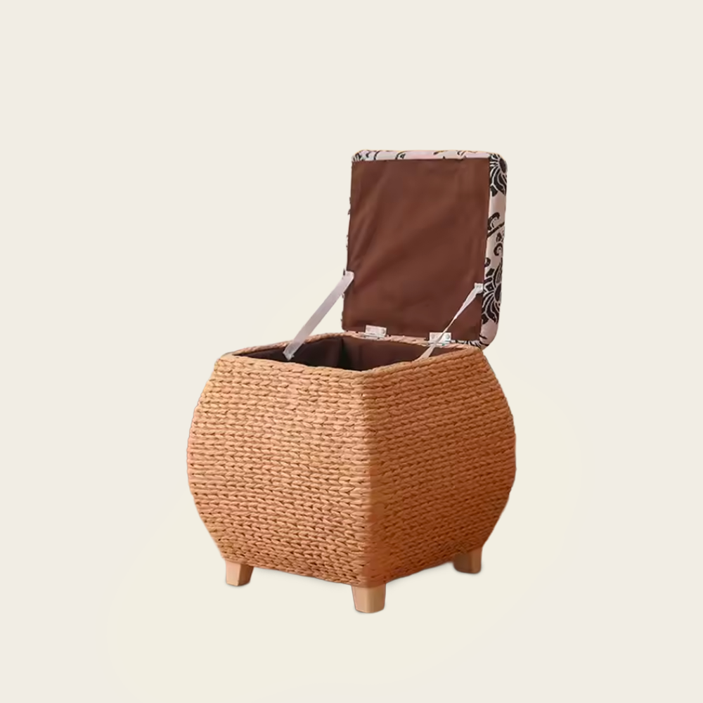 Coffre-Tabouret de Rangement<br>en osier