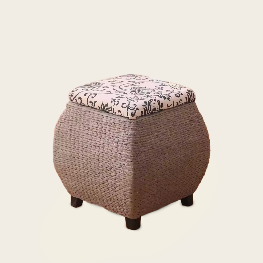 Coffre-Tabouret de Rangement<br>en osier