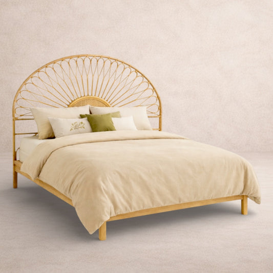 Tête de Lit en Osier<br>en Forme de Fleur