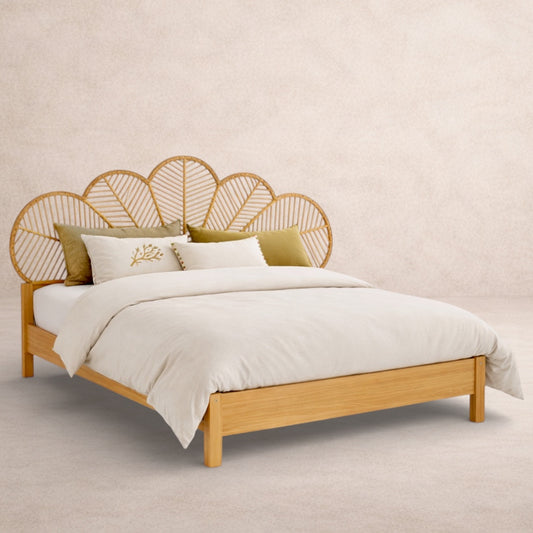 Tête de Lit<br>en Osier en Forme de Paon